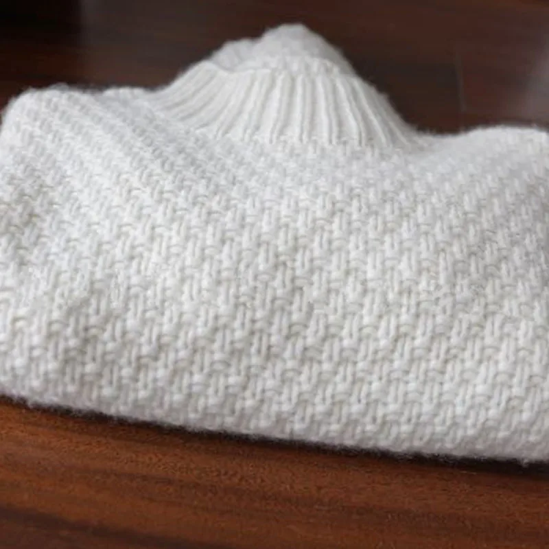 

Women Loose Sweaters 100% Pure Wool Knitting Long Bishop Sleeve Pullovers 2020 Hot Sale Turtleneck Thicker Warm Jumpers Female
