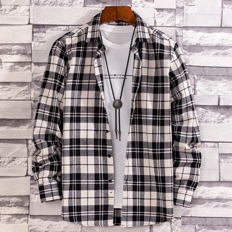 

New Fashion Plaid Shirt For Men Multiple Color And Size High Quality Cotton Material Spring Autumn Tops Long Sleeve Streetwear