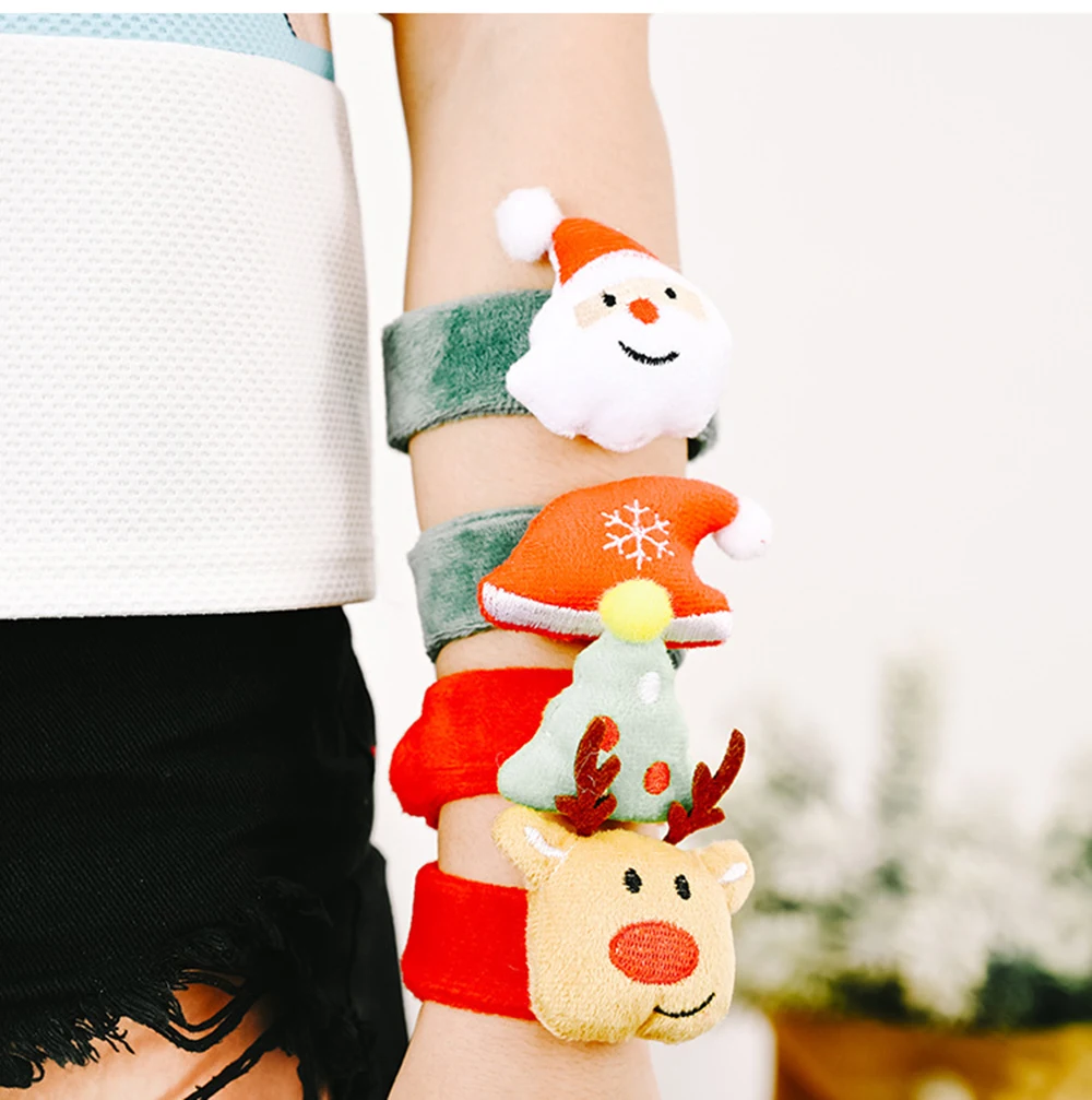 

New year Christmas Decorations 2022 Slap Bracelets Santa Claus Snowflake Elk Xmas Tree Merry Christmas Decor For Kids Gifts