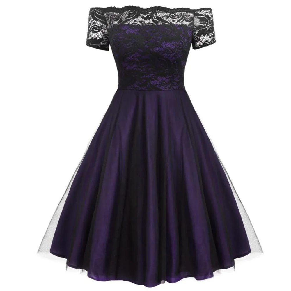 Винтажное кружевное платье с открытыми плечами элегантное Прозрачное для