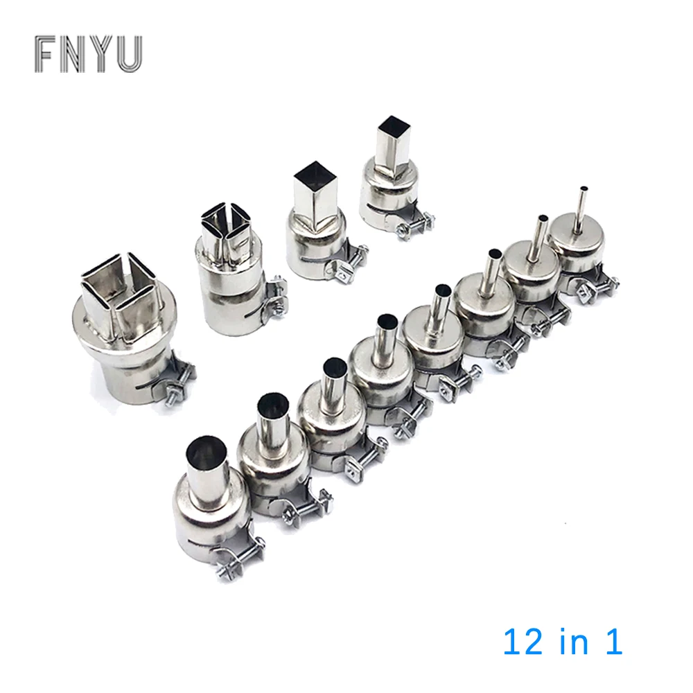 

Universal Hot Air Gun Nozzles 12PCS Each Kind Specification Kit BGA Soldering Station Rework Stations Nozzle Welding Accessories