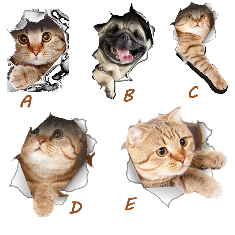 3D отверстие кошка собака животные Туалет наклейки украшения дома DIY Санузел
