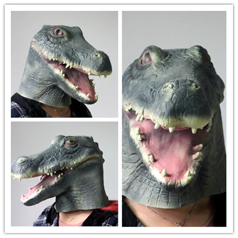 Хэллоуин вечерние Cosplay1pc коричневый резиновый Крокодил Маска для лица Мяч злодей