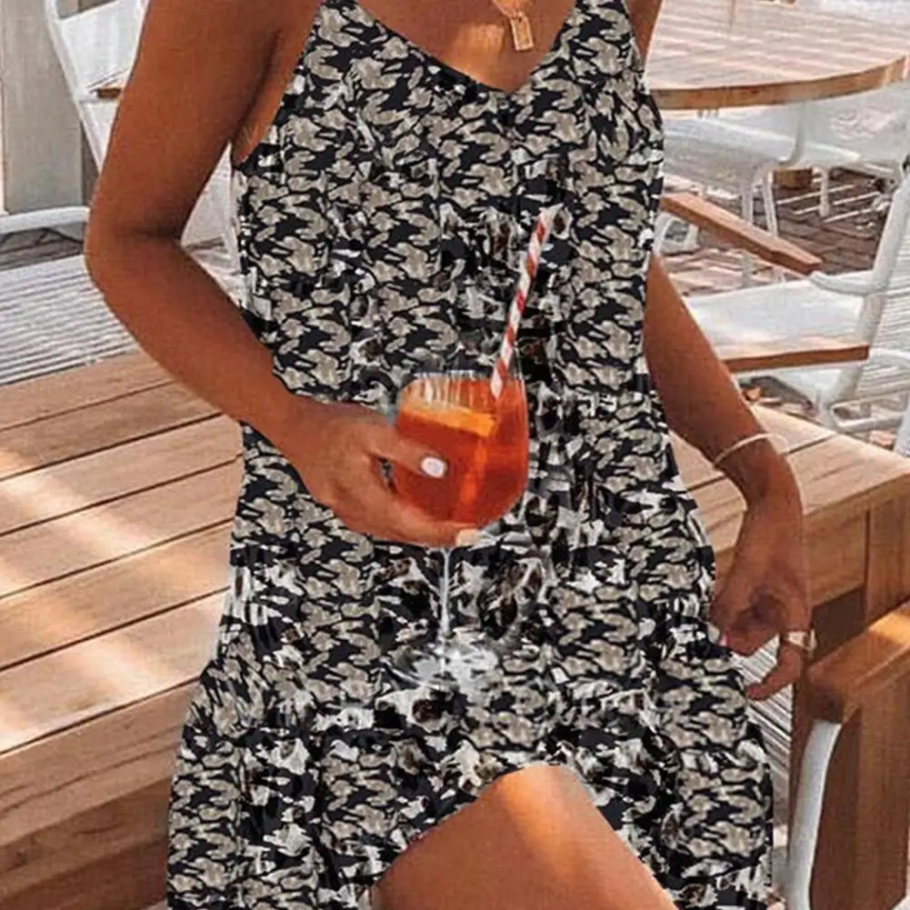 

2021 Summer Chiffon Dress Women Leopard Print Bohemia Beach Dresses Casual Ruffle Long Sleeve A-line Mini Party Dress Vestidos