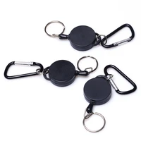 black retractable pull badge reel abs plastic id lanyard name tag card badge holder reels key ring chain clips