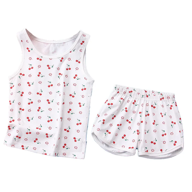 

new summer cotton children's vest and shorts two-piece kids sports suit casual wear Sleeveless baby girl outfit baby tracksuit