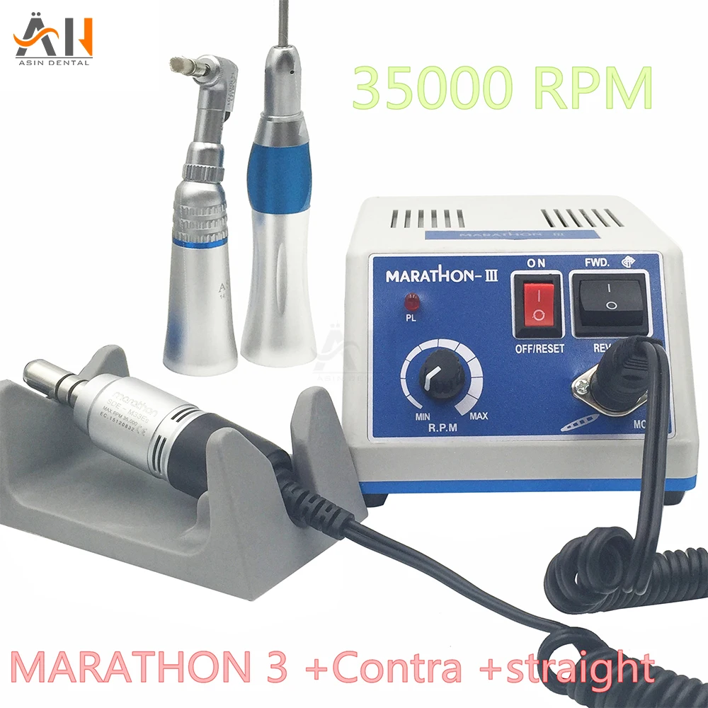 

Good quality dental Lab micromotor polish handpiece with contra angle & straight handpiece SEAYANG MARATHON 3 + Electric Motor