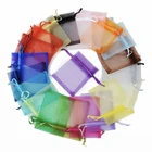 50 шт.лот 5x7 см 7x9 см сумки из органзы на шнурке мешки для упаковки ювелирных изделий конфеты свадебные сумки оптовая продажа подарков