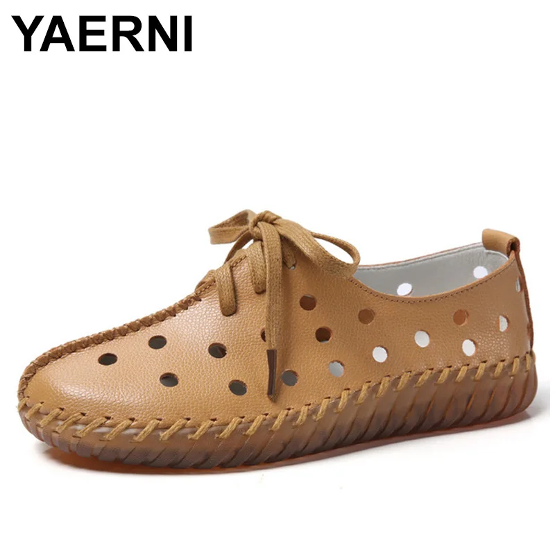 

Женские мокасины ручной работы YAERNI, Белые Повседневные туфли из 100% натуральной воловьей кожи на плоской подошве, удобная обувь для вождения...