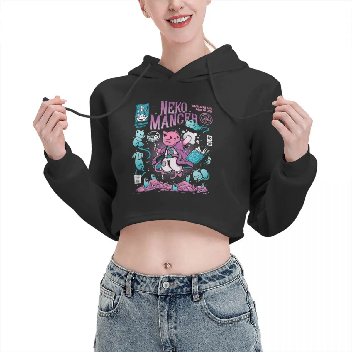 

Neko-mancer-Classic-T-Shirt-goi230nytkr Woman Cat Cropped Hoodies Sweatshirt Long Sleeve Crop Hooded Sweatshirt Hoodie Shirt