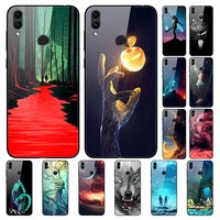 glass case for honor changwan 8c phone case phone shell back cover with black silicone bumper series 3
