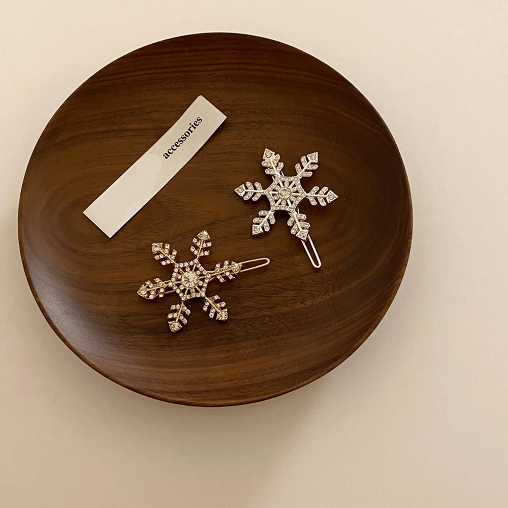 Женские блестящие металлические заколки Стразы со звездами и снежинками заколка