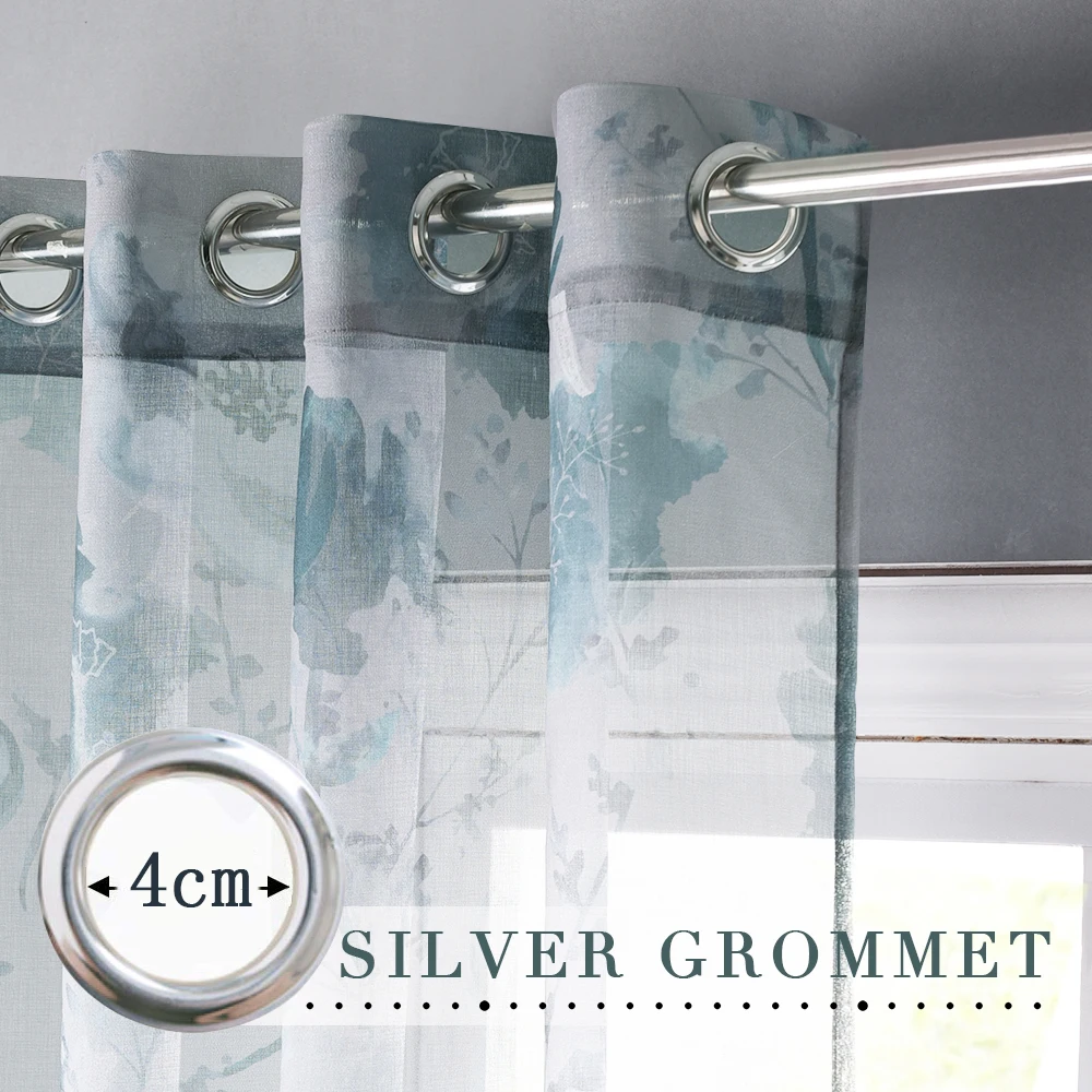 1 шт. прозрачные шторы из искусственной льняной ткани с принтом | Дом и сад