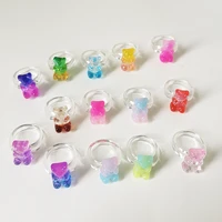 vg 6ym 2021 summer new acrylic animal bear ring womens cute cartoon color jewelry to open the fairy tale world party dating