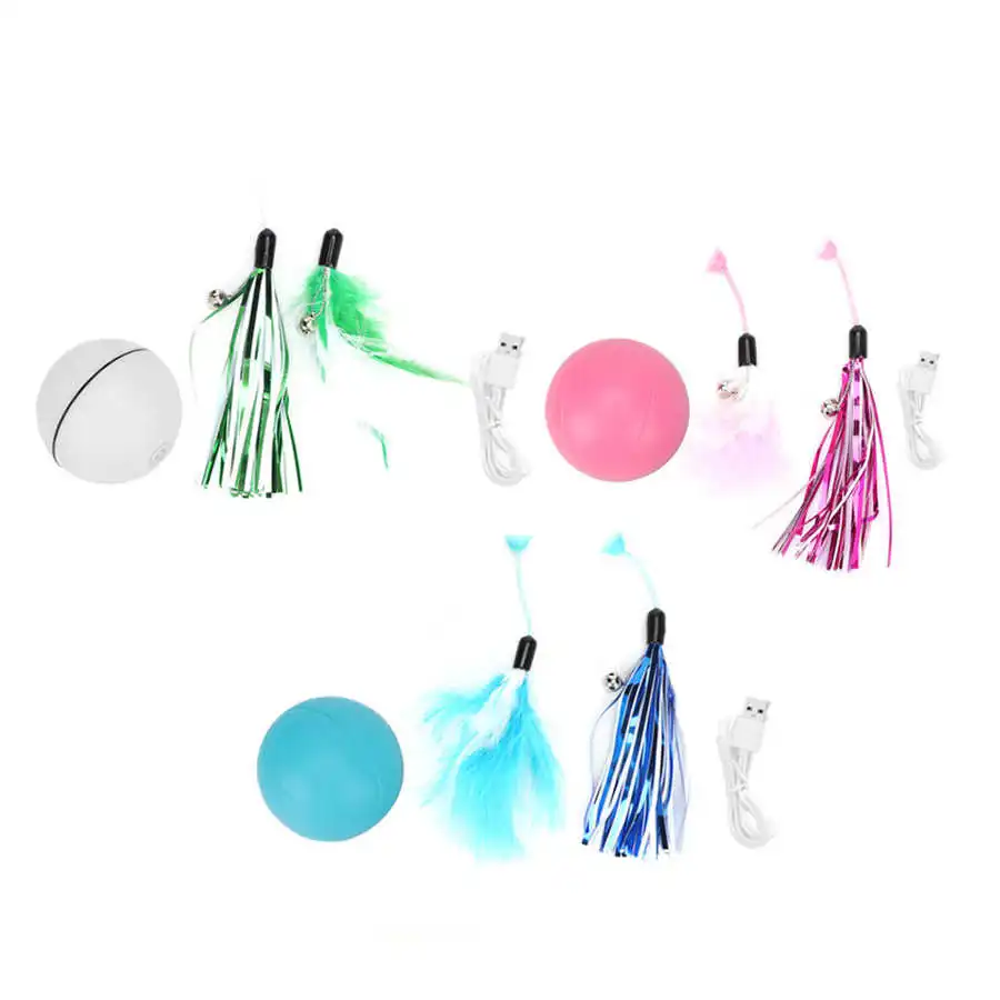 Шарик со светодиодсветильник кой для кошек автоматическая вращающаяся игрушка