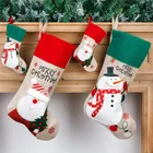 Рождественский чулок, большой мешок для Санты, рождественские носки, новый год 2022, украшения для рождественской елки для дома, Рождество, декор 2021
