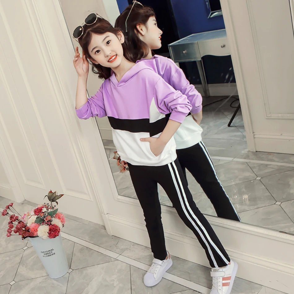 Kids Children's Clothing Suits Fox Stripe Soild Color Harem Pants  Elastic Birthday Gift  5-11T