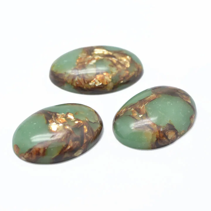 10 шт. синтетический Овальный Золотой медный камень и регалитовые Кабошоны