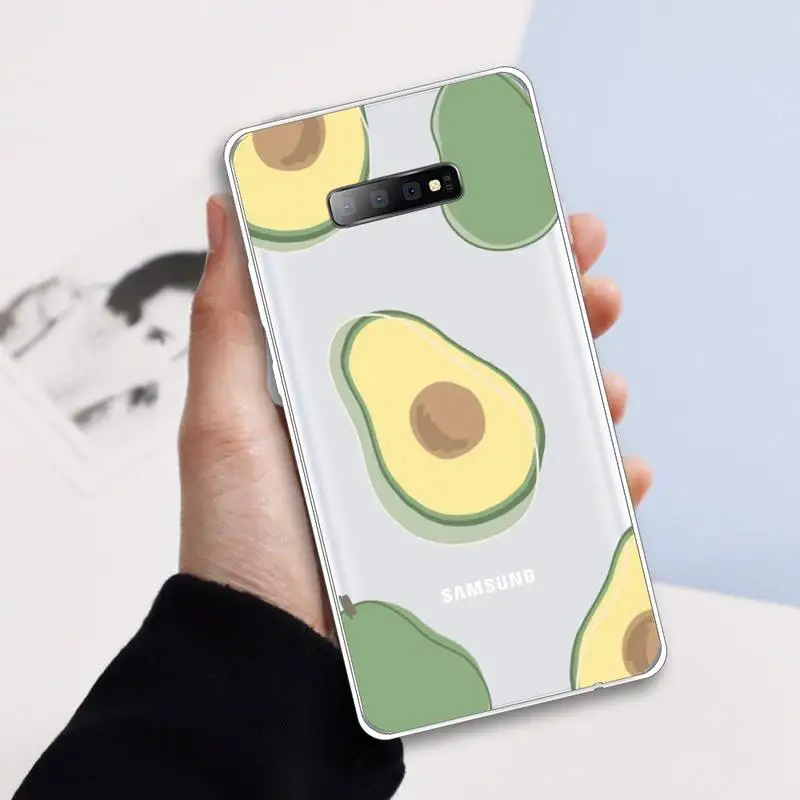 

avocado aesthetic Gteen Fruit Phone Case Transparent For Samsung Galaxy A 71 21s S note 8 9 10 plus 20 ultra