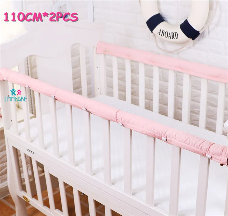 Pink 110cm Хлопковый плотный бампер для детской кроватки, защитные полосы для кроватки новорожденных, защитные накладки для новорожденных, защитные накладки на рельсы, 2 шт - Цвет: Pink 110cm
