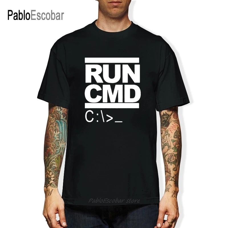 Футболки с компьютерным программатором Run Cmd подарок на день рождения для мужчины