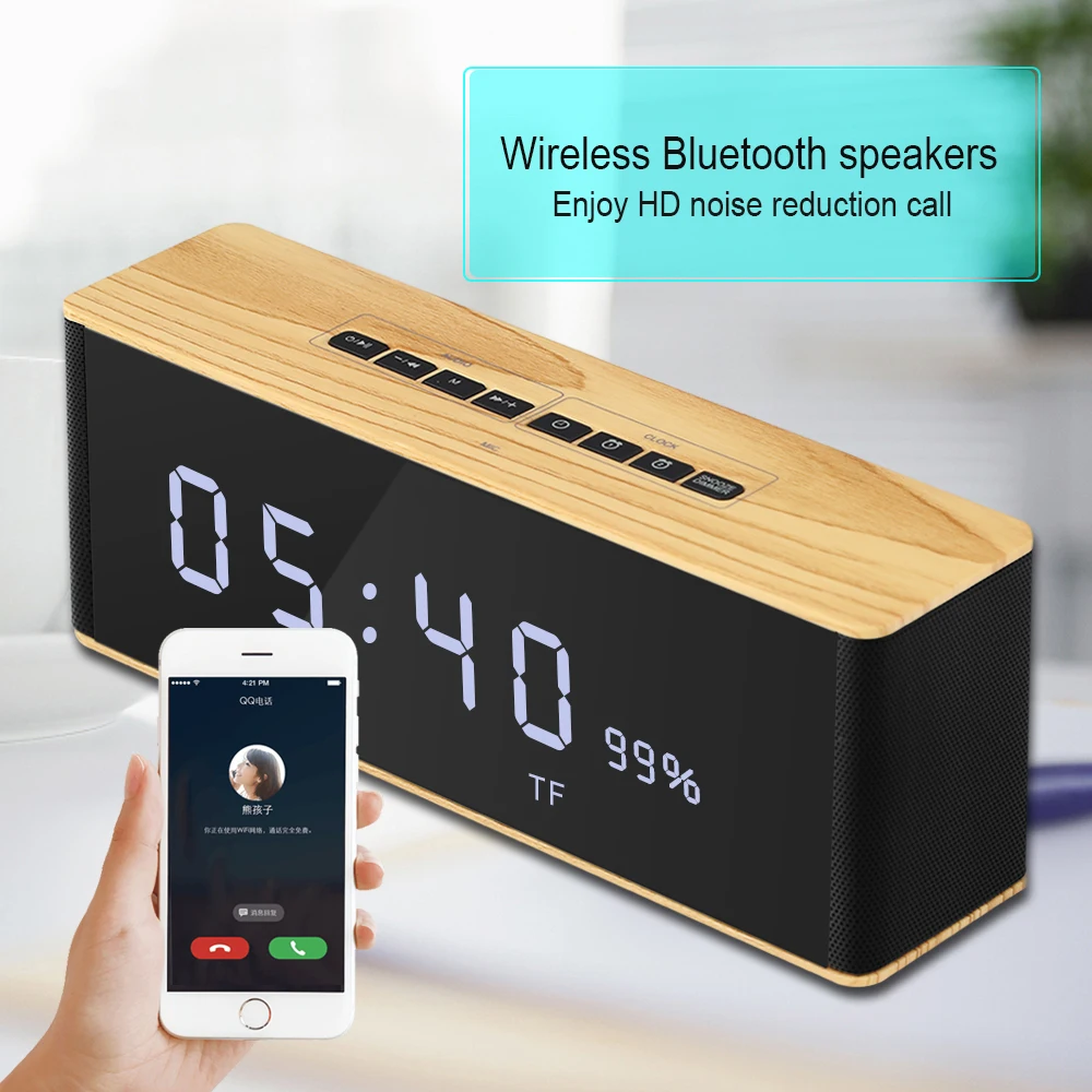 ZAPET динамик портативный Bluetooth динамик беспроводной стерео музыкальный саундбокс со светодиодный дисплеем времени часы будильник громкий динамик