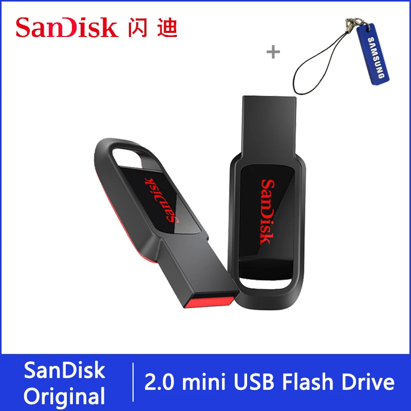 Флеш-накопитель USB sandisk 32, 64, 128, 16 ГБ, мини-накопитель 128 ГБ, 64 ГБ, 32 ГБ, 16 ГБ, флеш-накопитель 2,0, USB флешка, диск на ключ, память для телефона