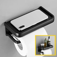 aluminum toilet paper holder bathroom wall mount tissue wc paper phone holder shelf towel roll shelf accessories punch free