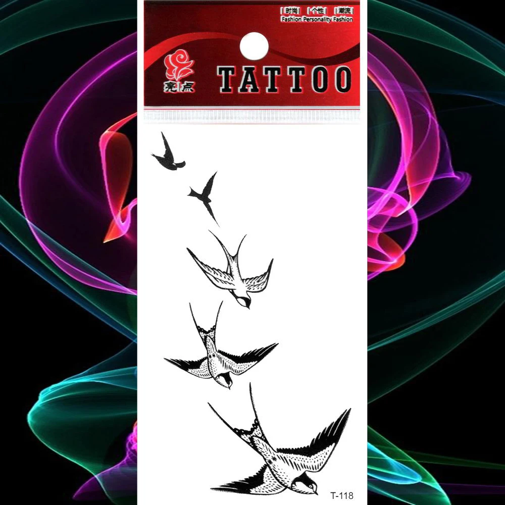 Водостойкие татуировки ласточка птицы временные наклейки поддельные тату для