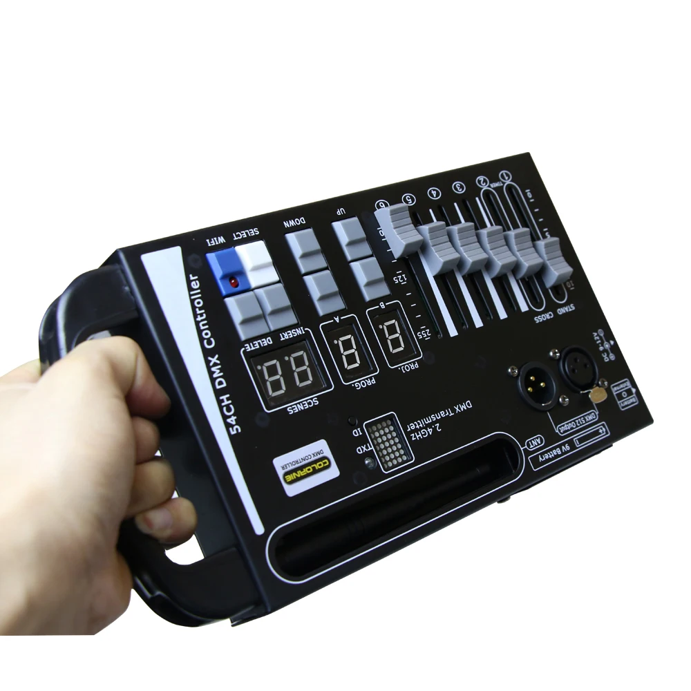 Hot Sale Wireless Dmx Console 54CH Stage Light Controller Use 9V Battery or Power Bank