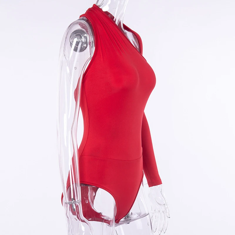 Sexy Bodysuit One Off Shoulder Long Sleeve Bodysuits Women Slim Hollow Out Bodycon Body Womens Basic Jumpsuits