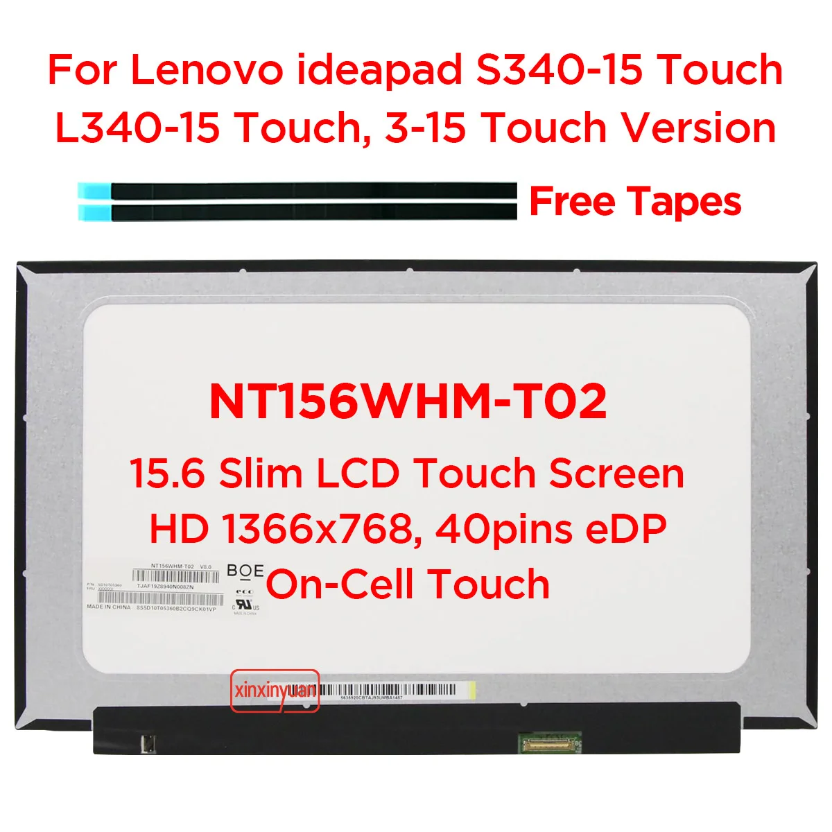 15, 6-  -  ,   B156XTK02.1,  Lenovo ideapad 3-15ADA05 3-15   Touch Version 15, 6x1366 40pin eDP