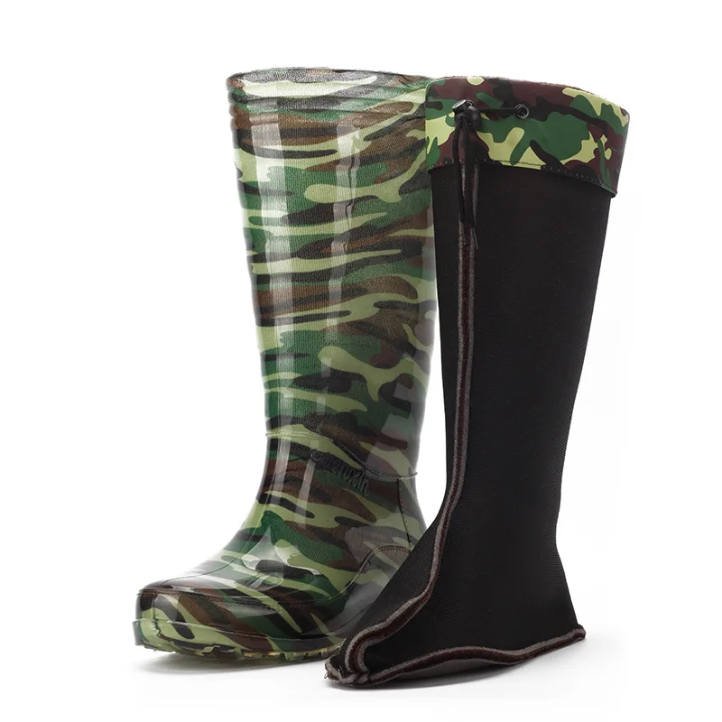 Сапоги для рыбалки с бархатной подкладкой камуфляжные высокие сапоги
