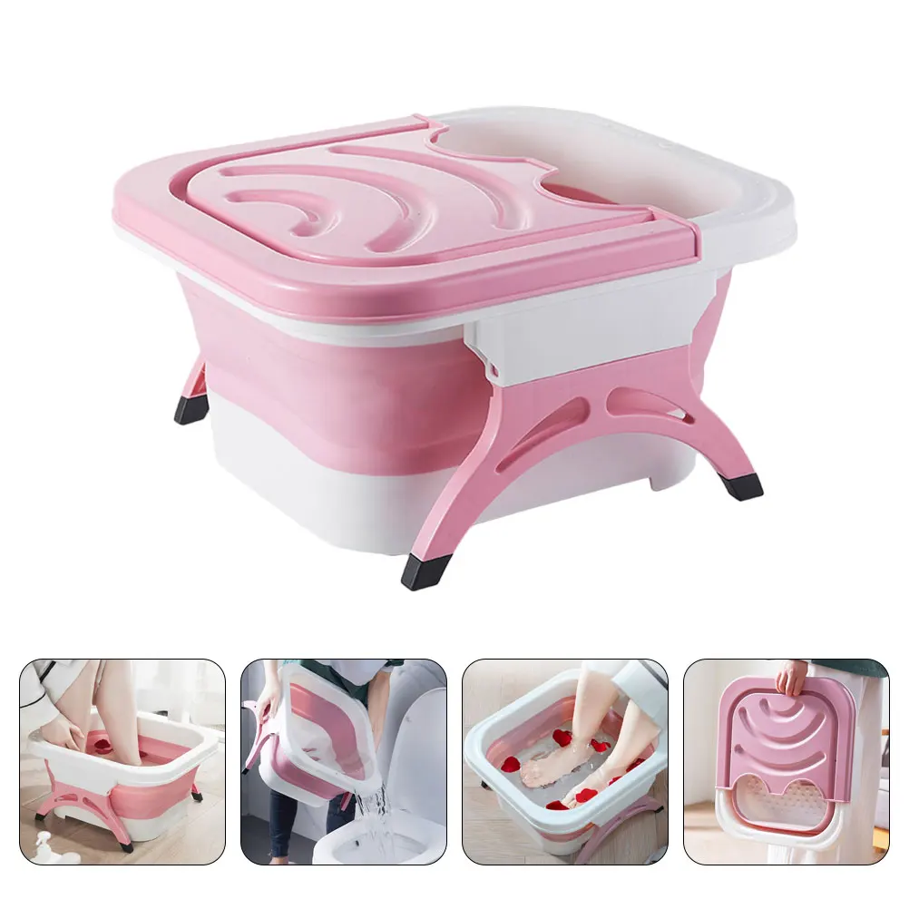 

Foldable Practical Durable Foot Massage Bucket Foot Bath Basin with Lid for Home