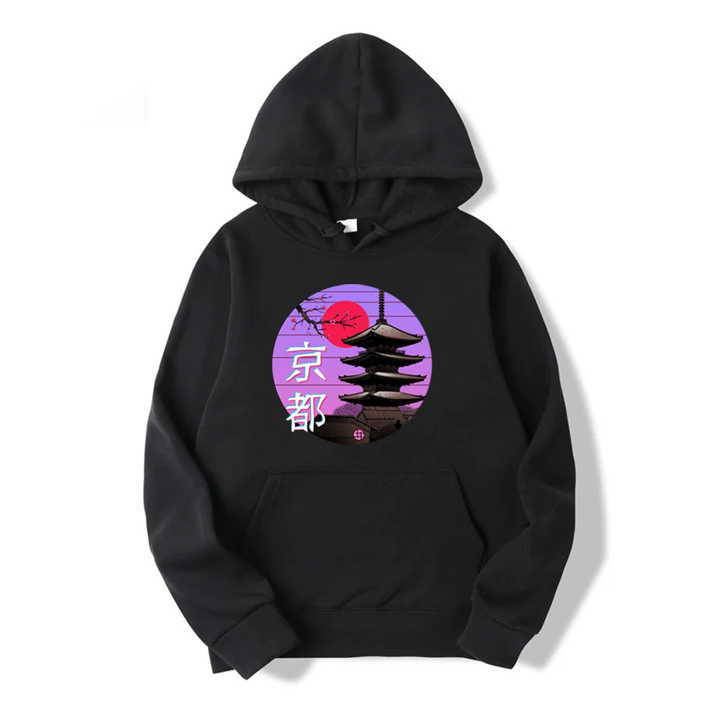 

Японское аниме стиль Киотский Vaporwave зимние мужские большие дышащие толстовки с капюшоном модный дышащий топ одежда с принтом