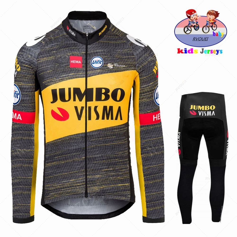 

Kids Jumbo Visma Team Children Cycling Jerseys Suit Long Sleeve MTB Bicycle Bike Clothes Spring/Autumn Baby Cycling Clothing