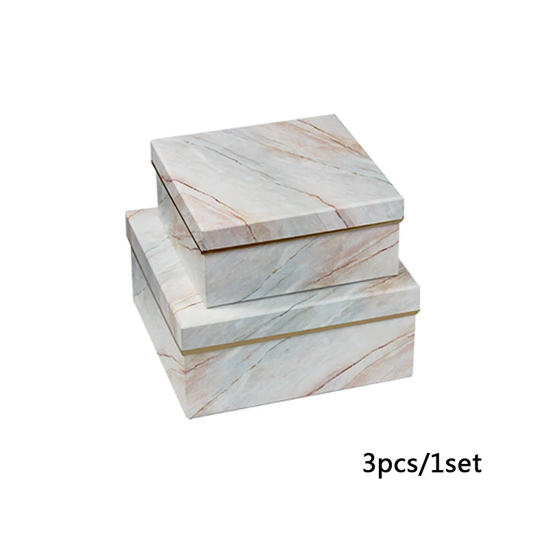 C Apricot 3 Pcs Рождественский креативный Простой Мраморный Стиль Подарочная коробка флорист шляпа Коробки Подарочный пакет конфеты коробка упаковка Цветы Подарки вечерние принадлежности - Цвет: C Apricot 3 Pcs