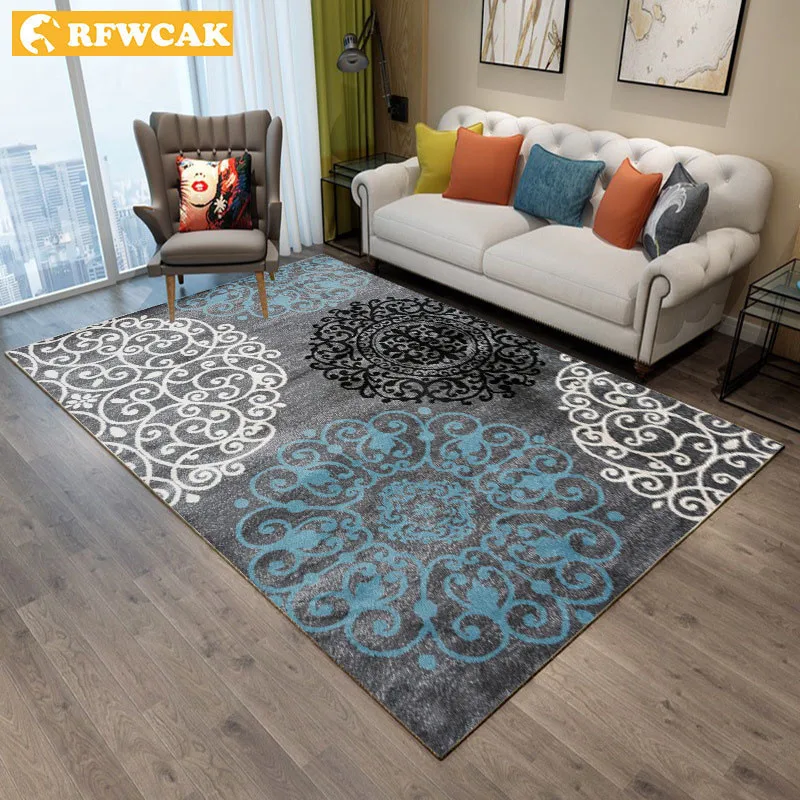 

RFWCAK Nordic Living Room Carpet Bedroom Anti-slip Large Rug Floor Mat Kids Tapete Fashion Kitchen 3D Printed Carpets Area Rugs