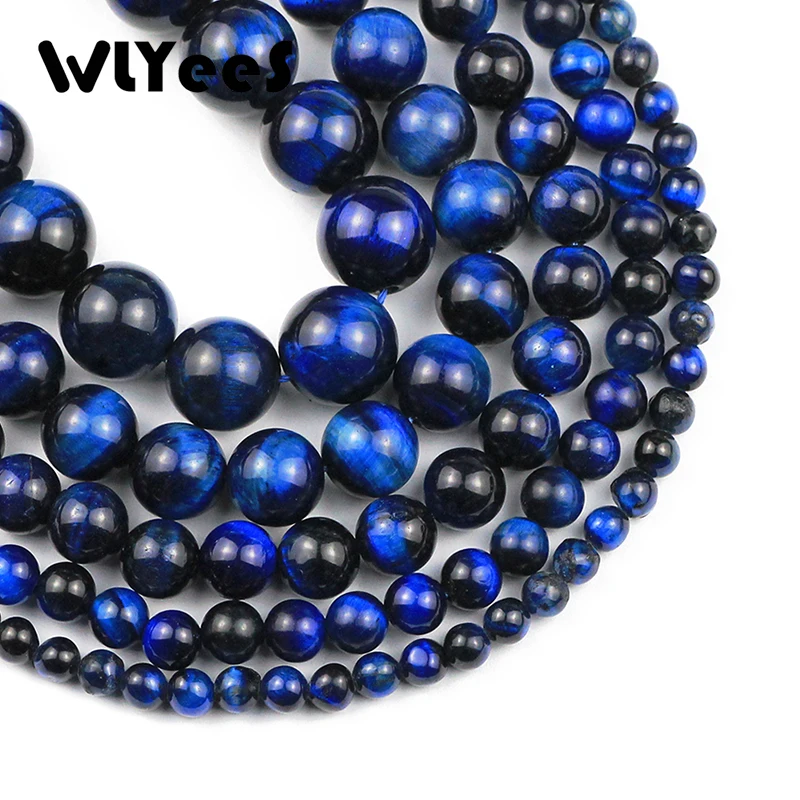 WLYeeS, синие Бусины с тигровым глазом, натуральный камень, 4, 6, 8, 10, 12 мм, круглые бусины для браслета, ожерелья, ювелирных изделий, сделай сам
