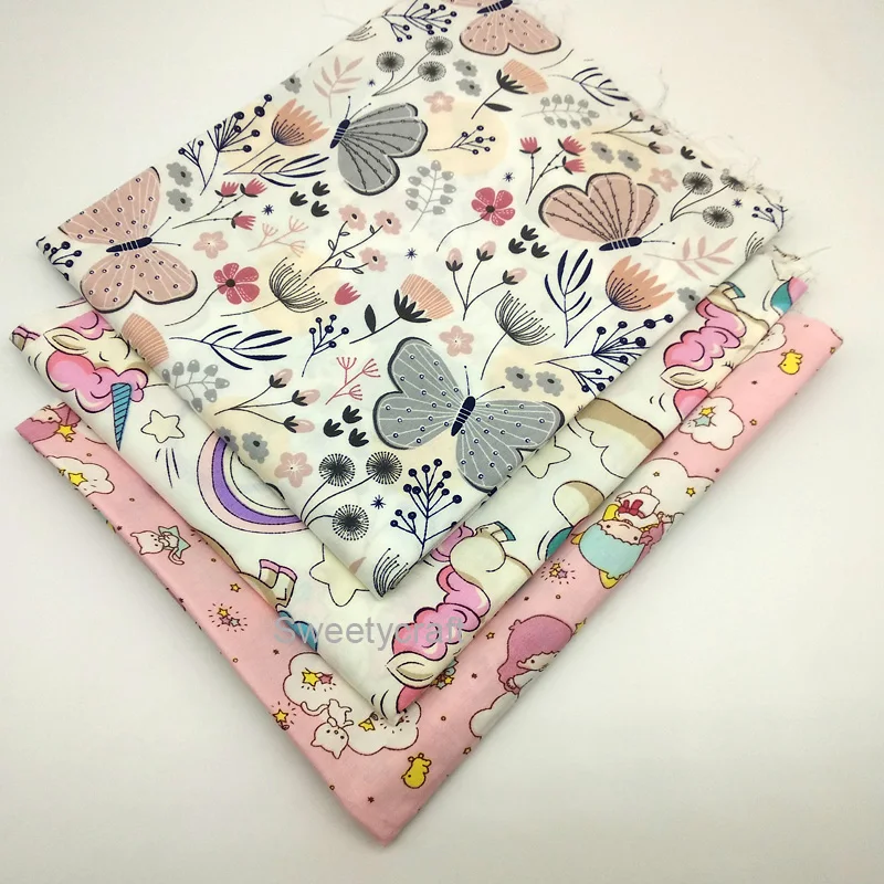 

160x50cm Cotton Fabric Butterfly Unicorn Printed For DIY Sewing Patchwork Baby Doll Dress Bed Bag Masks Home Decoration