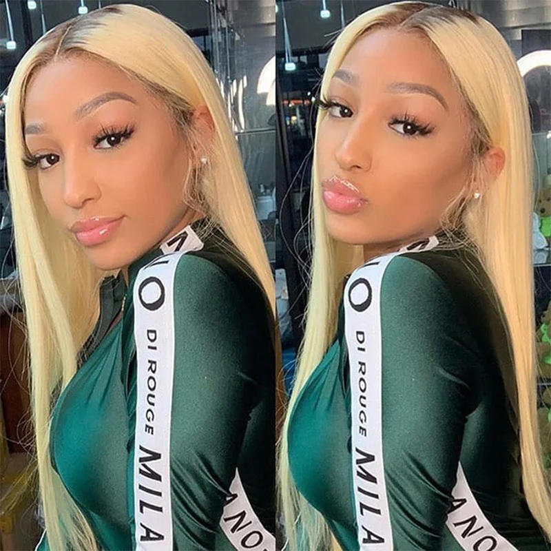 Бразильские человеческие волосы с полным кружевом парик Pinshair Ombre светлые T1B/613