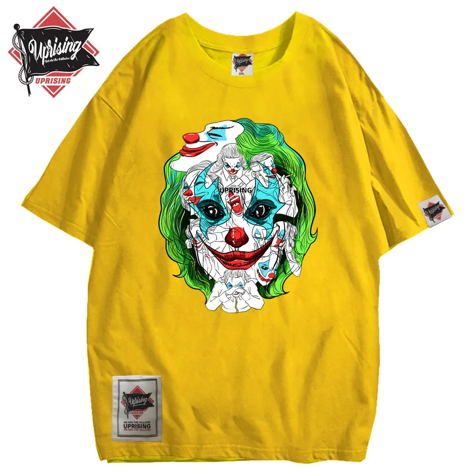 

Джокер, Европейский и американский бренд, свободная индивидуальная Футболка, большой принт, хлопок, хип-хоп, уличная злая футболка с коротки...
