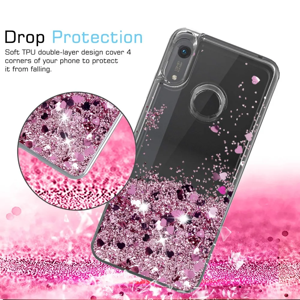 Блестящий Жидкий чехол для Honor 8A HUAWEI Y6 2019 силиконовый Huawei динамический Qicksand