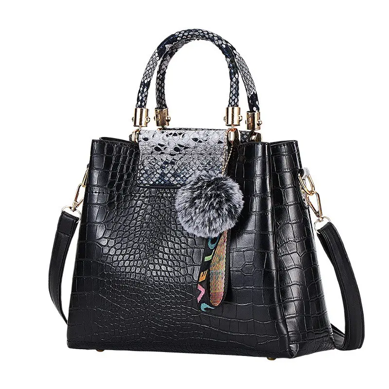 Black Gray FUNMARDI 4 шт. женские сумки набор роскошных крокодиловых женских сумок из искусственной кожи сумки на плечо брендовые композитные сумки-мессенджеры WLHB2024 - Цвет: Black Gray