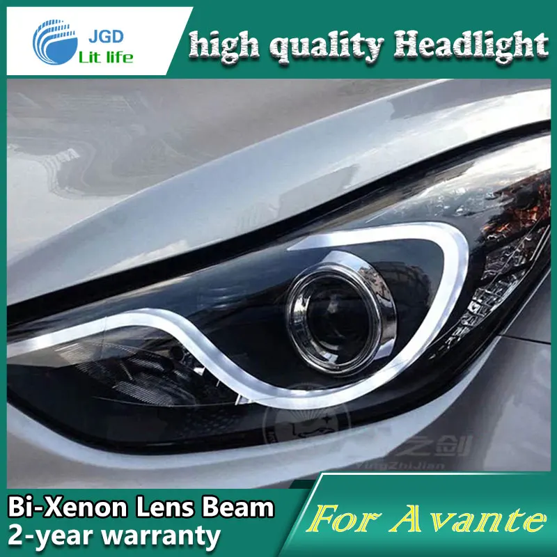 Автомобильный Стайлинг чехол для Hyundai ELANTRA 2012 2014 фары светодиодный HUNDAI DRL Объектив