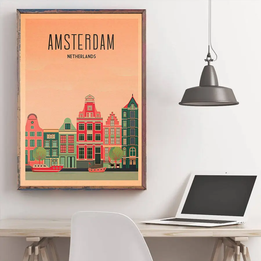 Нидерландский плакат ветряная мельница архитектурная картина крафт-бумага