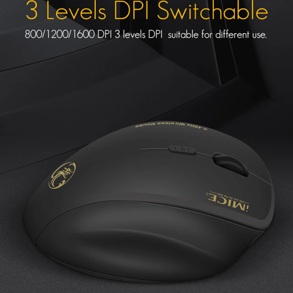 

IMICE G6 Wireless Mouse,2.4GHZ 6D office mouse,1600DPI adjusteble Ergonomic Vertical Mice for PC Laptop Desktop with usb adapter
