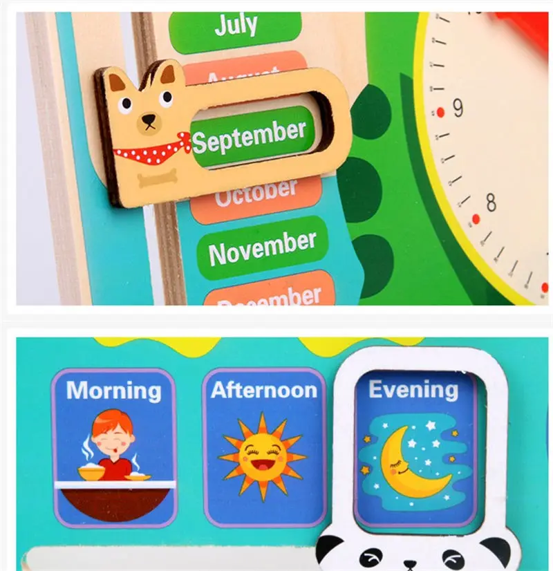 Деревянные игрушки Монтессори для детей сезон погоды календарь часы время