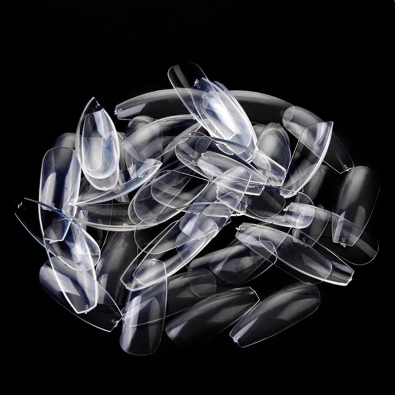 fake nails tips Ballerina Bag Art False Coffin Nail transparent Natural white Flat Shape Full Cover Manicure press on poly | Красота и