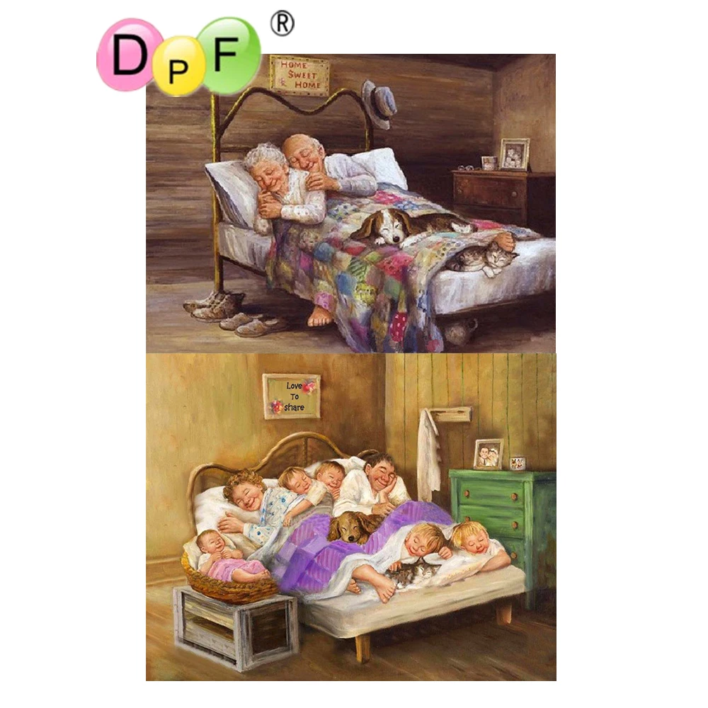 

Алмазная вышивка DPF, семейная картина, вышивка крестиком, Набор алмазной мозаики, квадратные/круглые стразы, домашний декор
